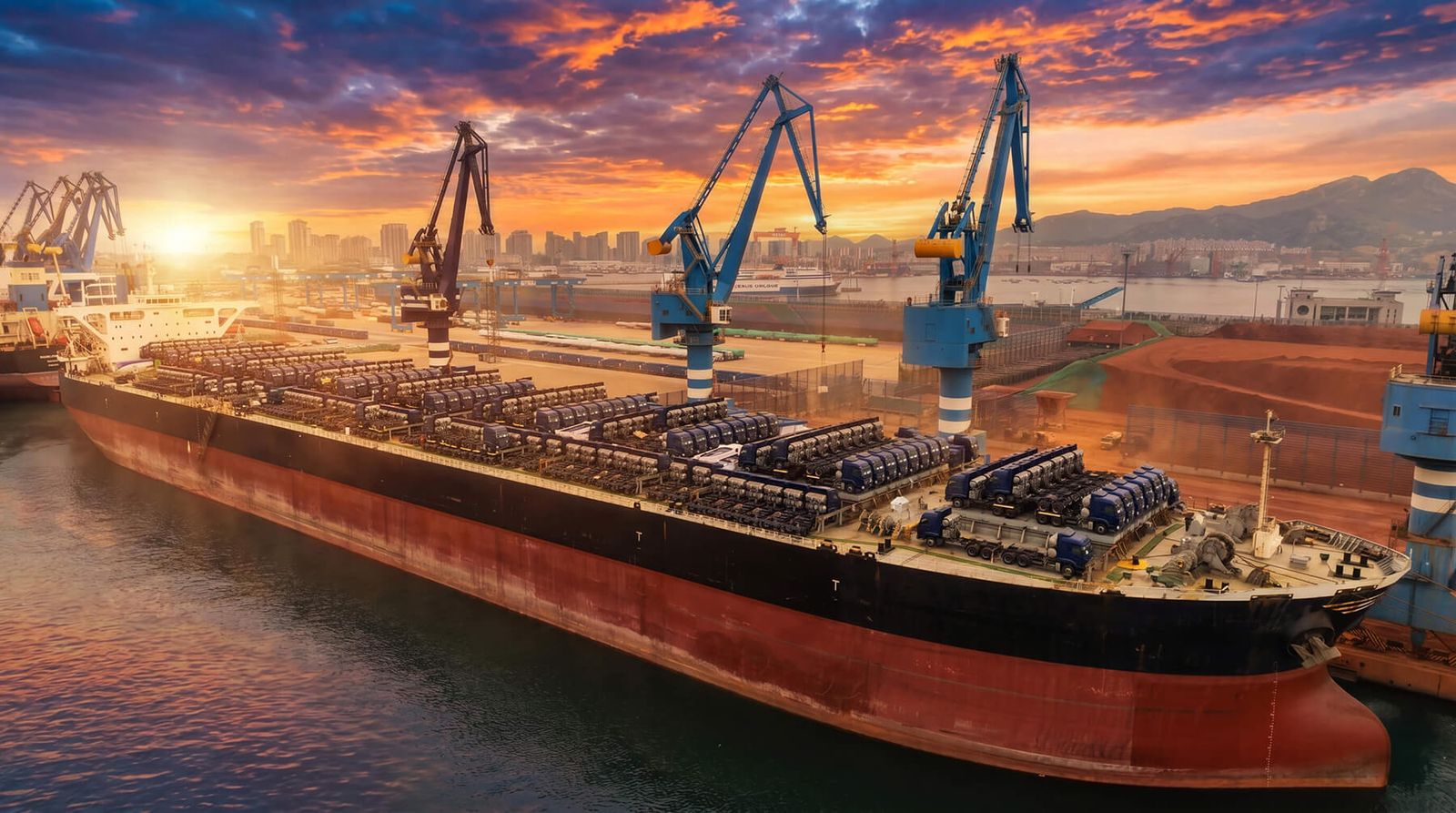 Shanghai Port breakbulk loading operations